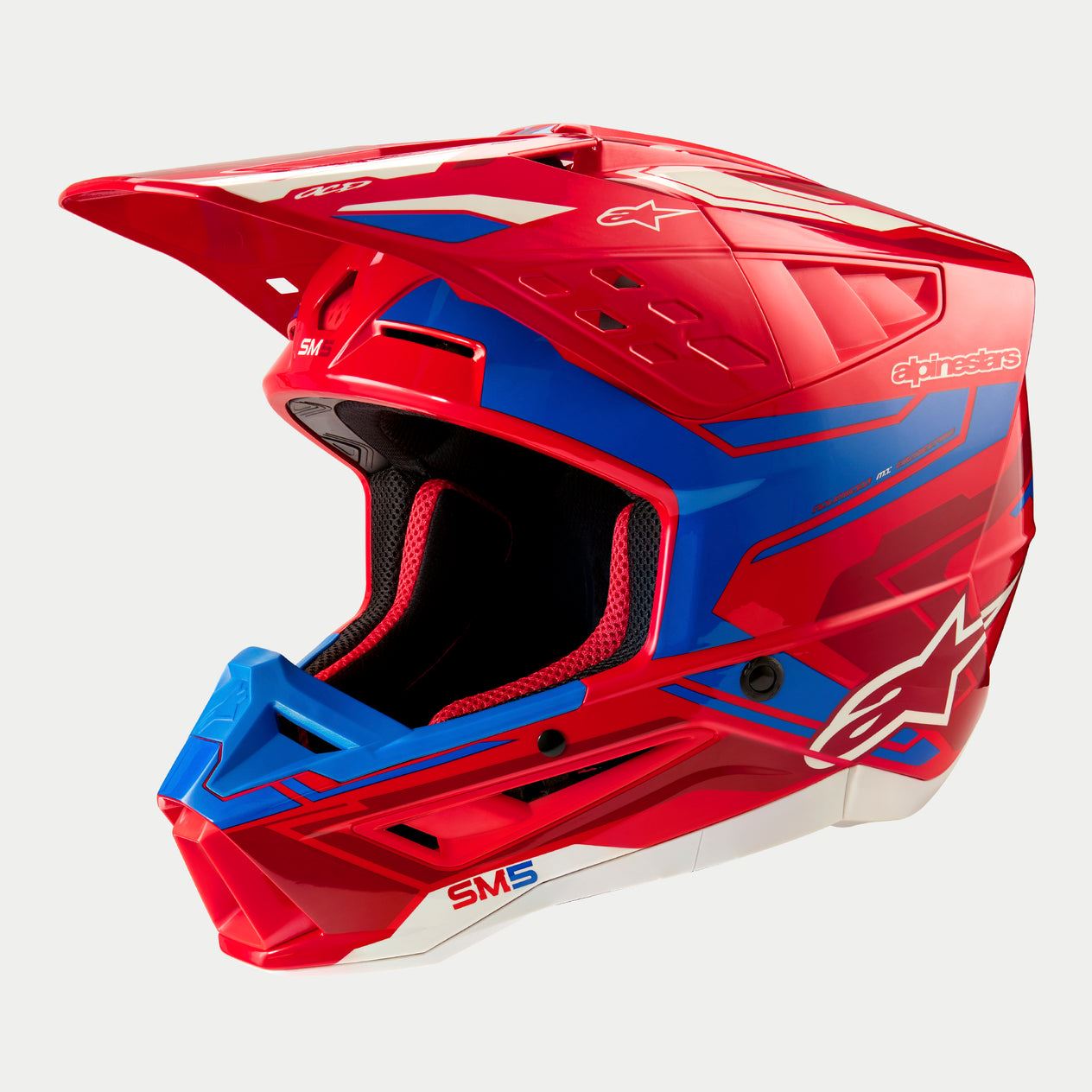 Alpinestars 2026 Supertech SM5 Action 2 Bright Red Blue Motocross Helmet